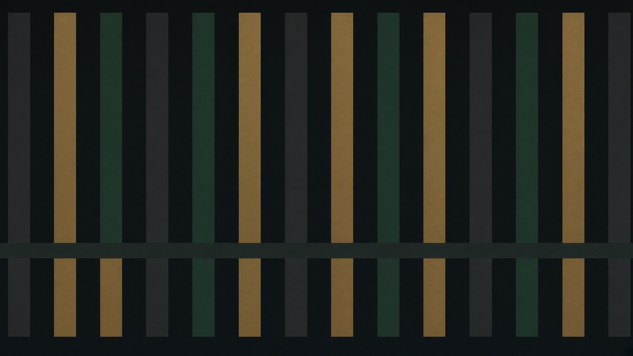 Geometric fence-post field in forest green